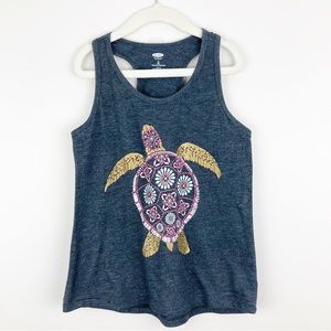Old Navy - Medium Girls Gray Sea Turtle Tank Top